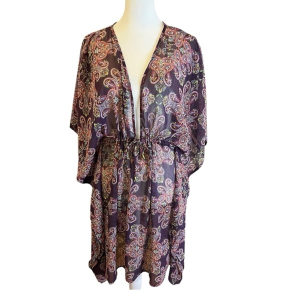 Colorful Company by Ellen Tracy Paisley Sheer Swimsuit Coverup Medium Beach - Picture 1 of 8